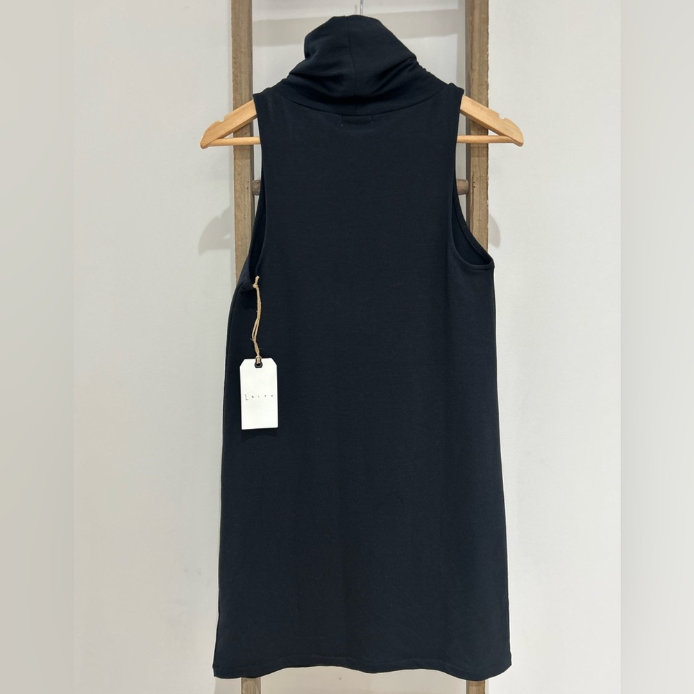 Leith Black Sleeveless Cowl Neck Knit Mini Dress Size XS LBD Casual Minimalist - Picture 5 of 7